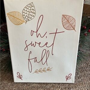 Autumn Leaves Canvas Wall Art - White and Brown